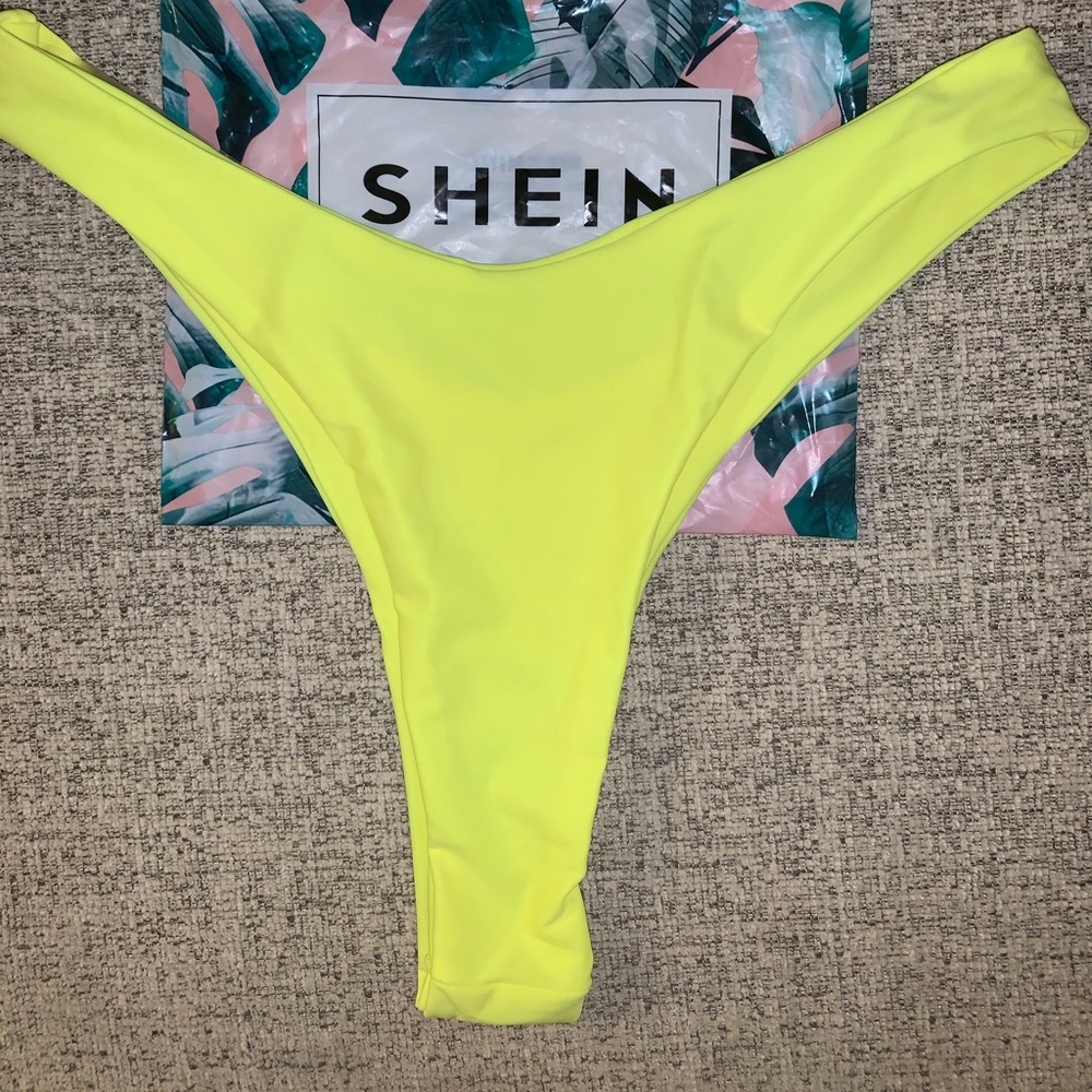 Neon yellow high cut bikini bottom